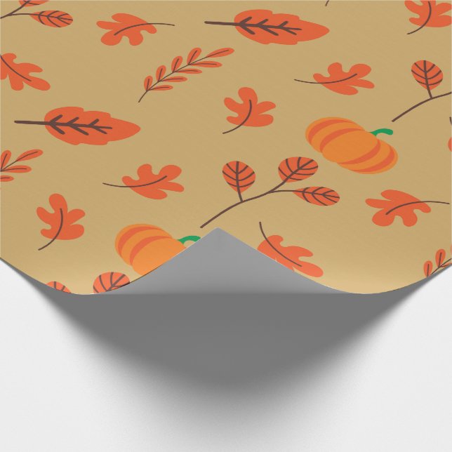 Nahtlose Umschlagpapier Fall Leaf, Pumpkin Gewürz Geschenkpapier (Ecke)