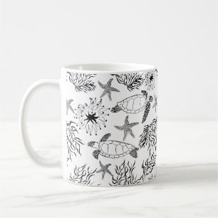 Nahtlose Unterwasser Meer Ozean Schildkröte Pflanz Kaffeetasse