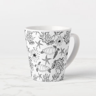Nahtlose Unterwasser-Meeres-Schildkröten-Pflanzen- Milchtasse
