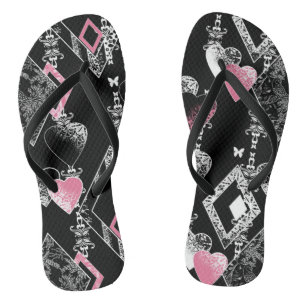 Nahtlose Valentinstag Liebe Schwarze Muster Herz Flip Flops