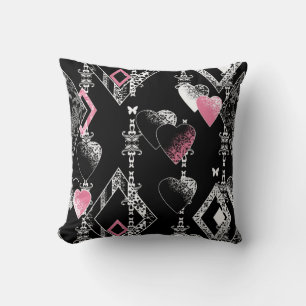 Nahtlose Valentinstag Liebe Schwarze Muster Herz Kissen