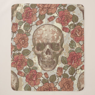 Nahtlose Verzierung im Retrostil mit Schädel und Sherpadecke