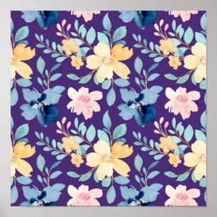 Nahtlose Vintage Blume Poster