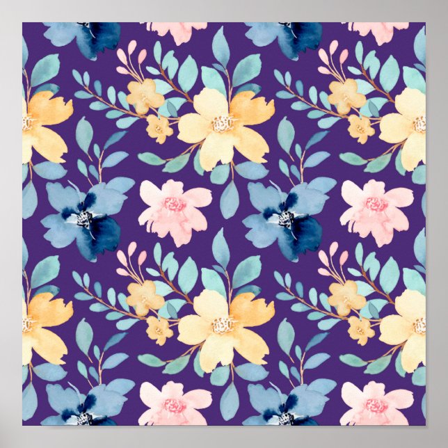 Nahtlose Vintage Blume Poster (Vorne)
