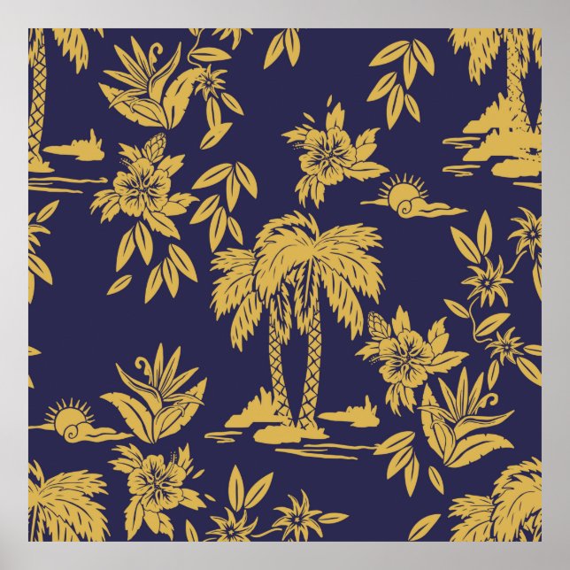 Nahtlose Vintage Designs mit Hawaii, trop Poster (Vorne)