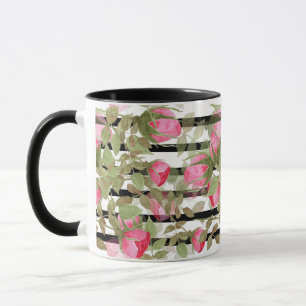 Nahtlose Wasserfarbe Blumen rosa Rosen floral Roma Tasse