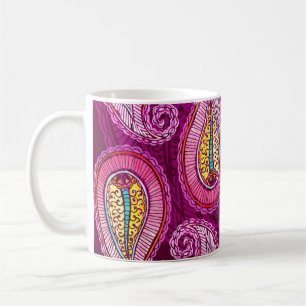 Nahtlose Wasserfarbe ethnische Herkunft. Handgezei Kaffeetasse