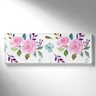 Nahtlose Wasserfarbe rosa Blume Namenschild