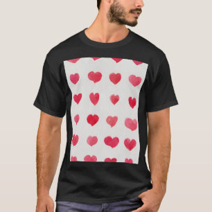 Nahtlose Wasserfarbenherzen: romantisches Muster-D T-Shirt
