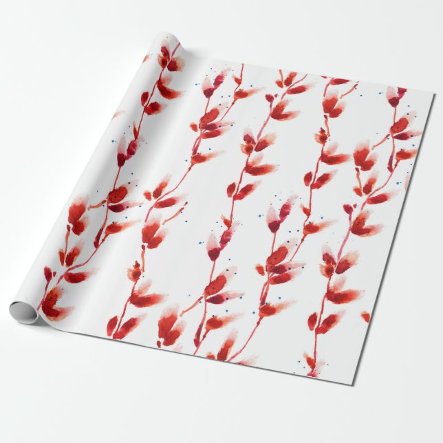 Nahtlose Wasserfarbenmuster mit pussy Weide Geschenkpapier (Ungerollt)