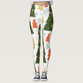 Nahtlose Weihnachtsbaummuster mit dekorierter Einr Leggings