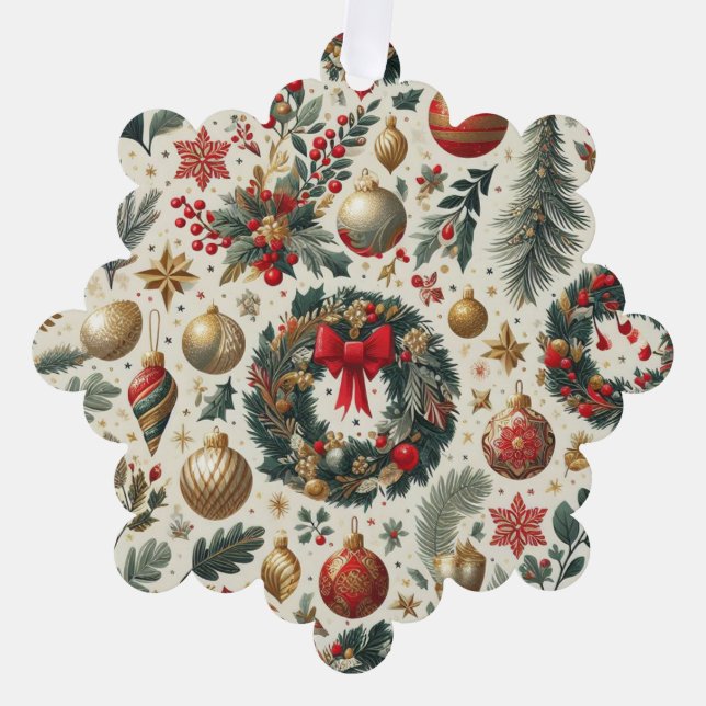 Nahtlose Weihnachtsdekoration Ornament Karte (Vorderseite)