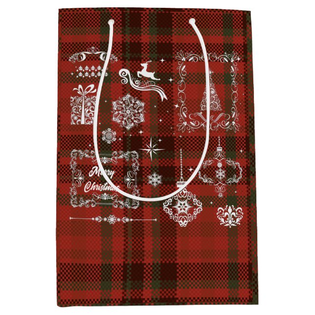 Nahtlose Weihnachtsdekoration rot-weiß Mittlere Geschenktüte (Vorderseite)