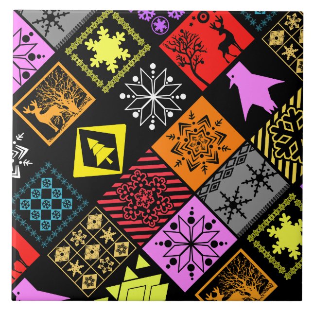 Nahtlose Weihnachtselemente geometrische Schneeflo Fliese (Vorderseite)