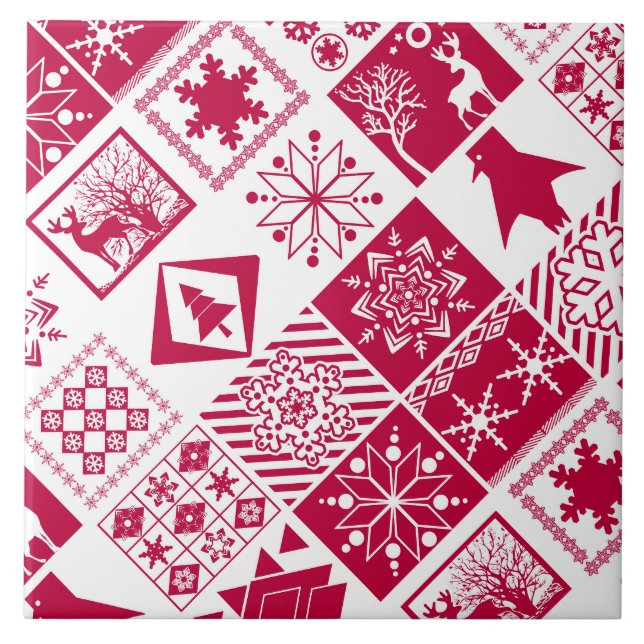 Nahtlose Weihnachtselemente geometrische Schneeflo Fliese (Vorderseite)