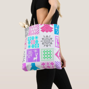 Nahtlose Weihnachtselemente geometrische Schneeflo Tasche