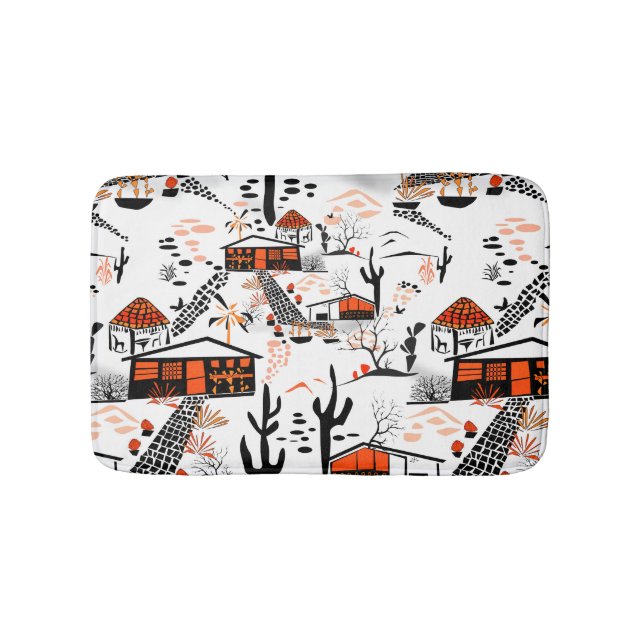 Nahtlose Wüstenlandschaft mit schwarzen Orangen Badematte (Vorderseite)