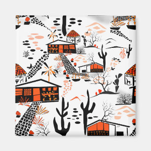 Nahtlose Wüstenlandschaft mit schwarzen Orangen Magnet