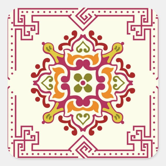 Nahtlose Zierfliesen Quadratischer Aufkleber (Vorderseite)