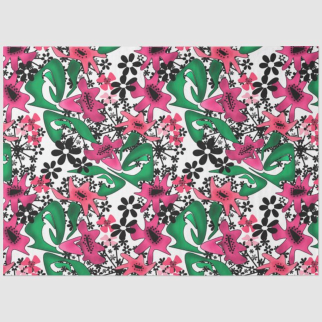 Nahtloser abstrakter Cartoon niedliche Blume Blume Seidenpapier (Vorderseite)