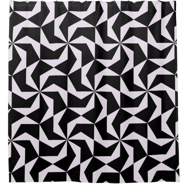 Nahtloser Abstrakter geometrischer Hexagon in Schw Duschvorhang (Vorderseite)