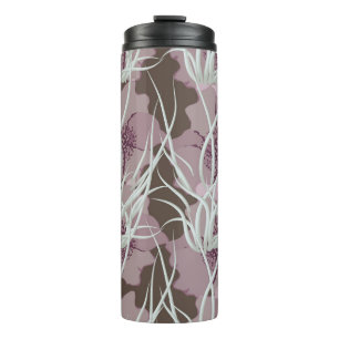 Nahtloser blumengeschmückter Hintergrund, nahtlose Thermosbecher