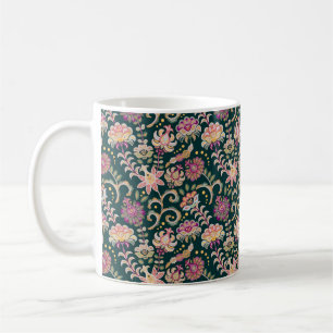 Nahtloser blumiger Hintergrund. Rosa Blume und Pac Kaffeetasse