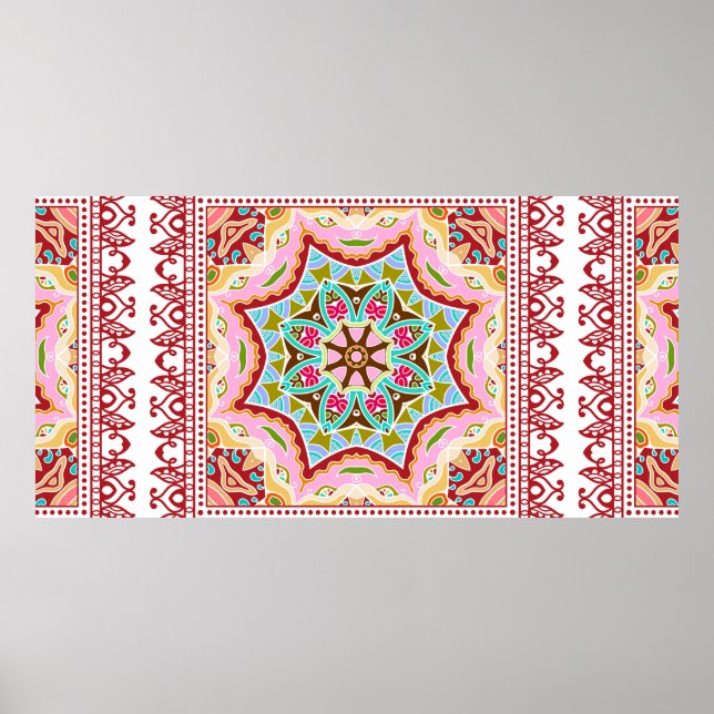 Nahtloser Damast mit farbenprächtigem Patchwork. V Poster (Vorne)