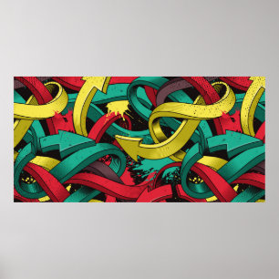Nahtloser farbiger Hintergrund von Graffiti auf du Poster