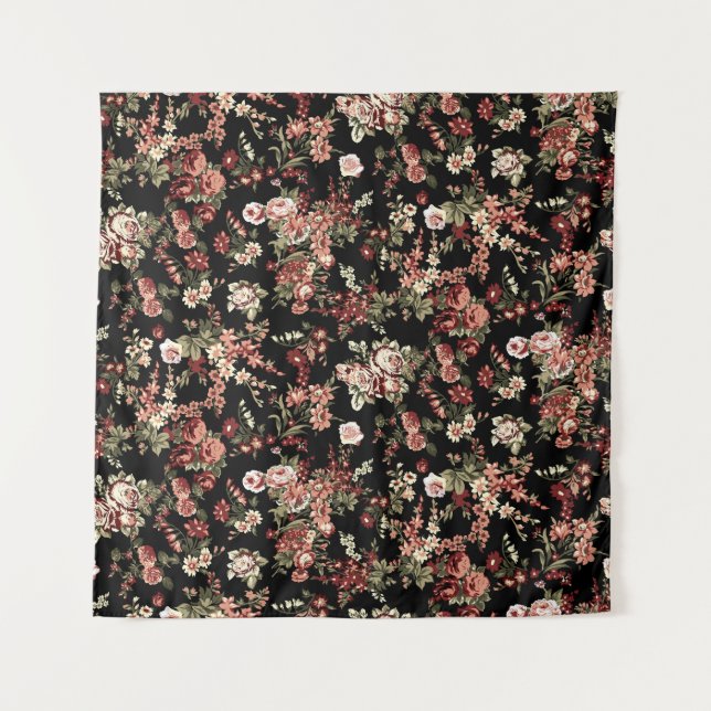 Nahtloser floraler Hintergrund: Blume Muster. Wandteppich (Vorderseite)
