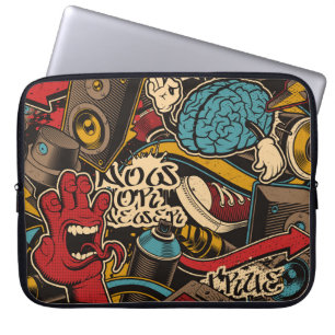 Nahtloser Graffiti-Hintergrund. Farbenfrohe nahtlo Laptopschutzhülle