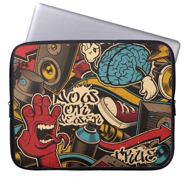 Nahtloser Graffiti-Hintergrund. Farbenfrohe nahtlo Laptopschutzhülle (Vorderseite)