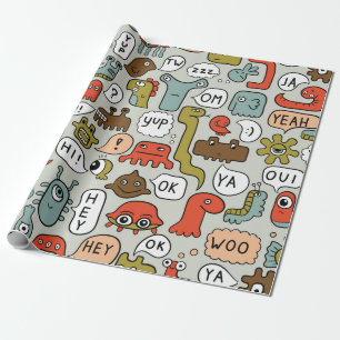 nahtloser Hintergrund mit Monstern niedlicher Cart Geschenkpapier