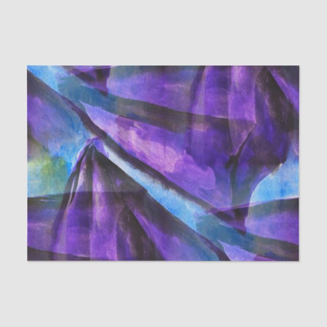 nahtloser Kubismus lila, blaue abstrakte Kunst Seidenpapier (Vorderseite)