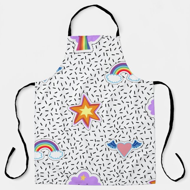 Nahtloser Musterhintergrund mit Patch-Cartoon Schürze (Vorderseite)