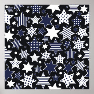 Nahtloser Musterhintergrund mit stilisierter Stars Poster
