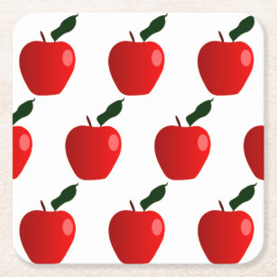 Nahtloser Red Apfel Hintergrund Rechteckiger Pappuntersetzer