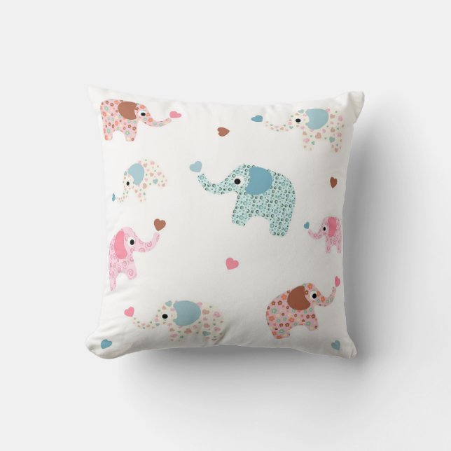 Nahtloser Retro Elefant scherzt Mustertapete Kissen (Vorderseite)