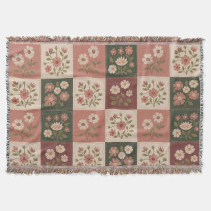 Nahtloser Rustikaler Blumenpatchwork Decke