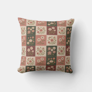 Nahtloser Rustikaler Blumenpatchwork Kissen