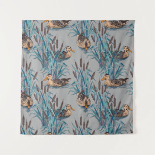 nahtloser Schwarzer Baum mit farbigen Blume Wandteppich