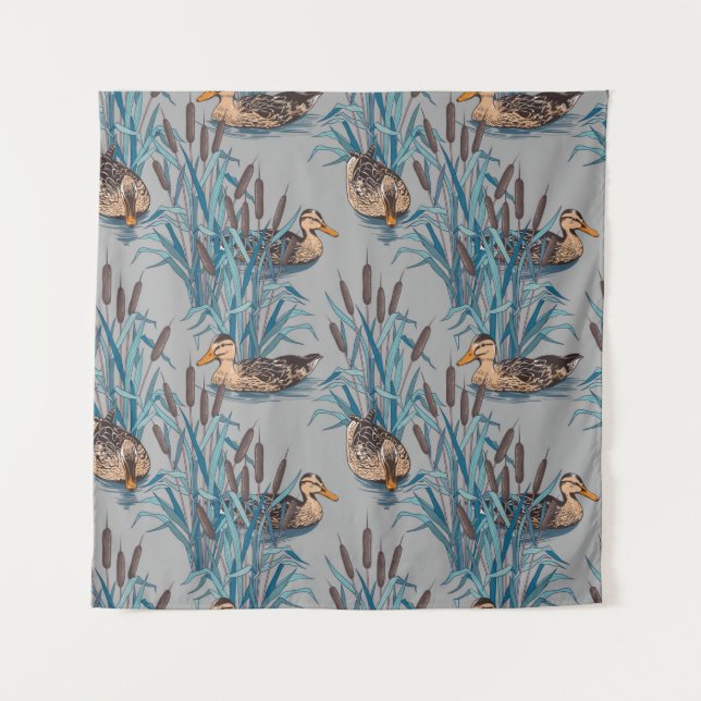 nahtloser Schwarzer Baum mit farbigen Blume Wandteppich (Vorderseite)