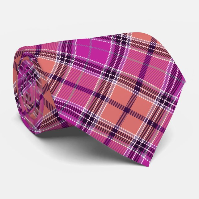 Nahtloser Tartan Kariertes Muster Neck Tie Krawatte (Gerollt)