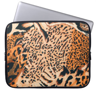 Nahtloser Tiger, Leopard und Jaguar. Nahtlose Text Laptopschutzhülle