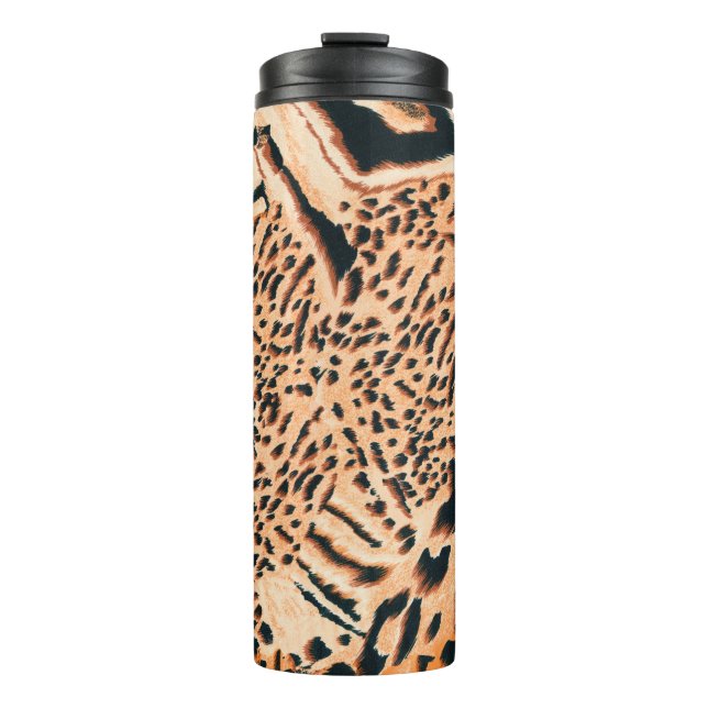 Nahtloser Tiger, Leopard und Jaguar. Nahtloser Tex Thermosbecher (Vorderseite)