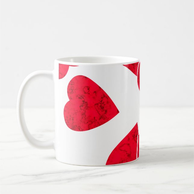 Nahtloser Valentinstag Rote Herzen b Kaffeetasse (Links)