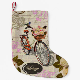 Nahtloser Vintager Hintergrund mit Rose, Schmetter Kleiner Weihnachtsstrumpf