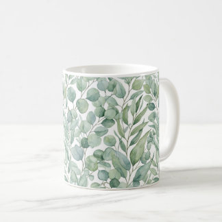 Nahtloser Wasserfarb-Eukalyptusblätter-Mug-Wrap Kaffeetasse