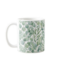 Nahtloser Wasserfarb-Eukalyptusblätter-Mug-Wrap