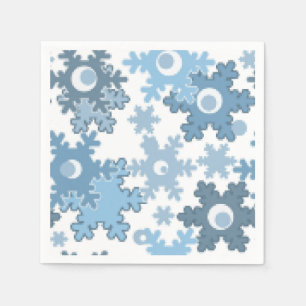 Nahtloser Winter hellblau weißes Muster Schneefloc Serviette